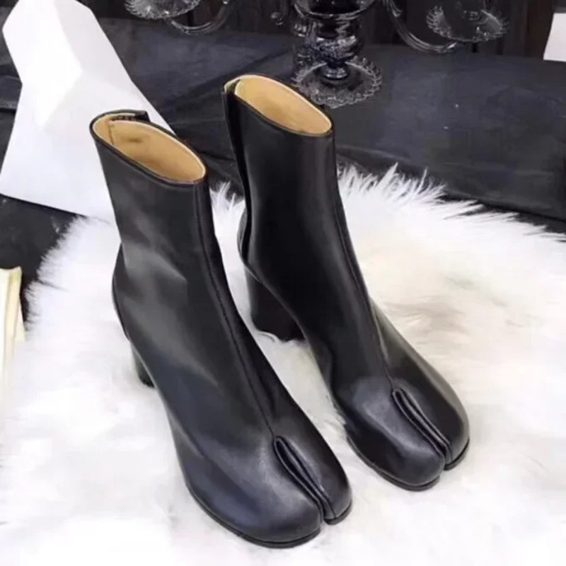 Women Shoes Luxury Brand - Botas Femininas de Couro Tabi de