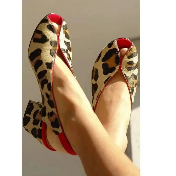 Sandálias Femininas Peep Toe c - Leopard Print Heels avaliação e preço