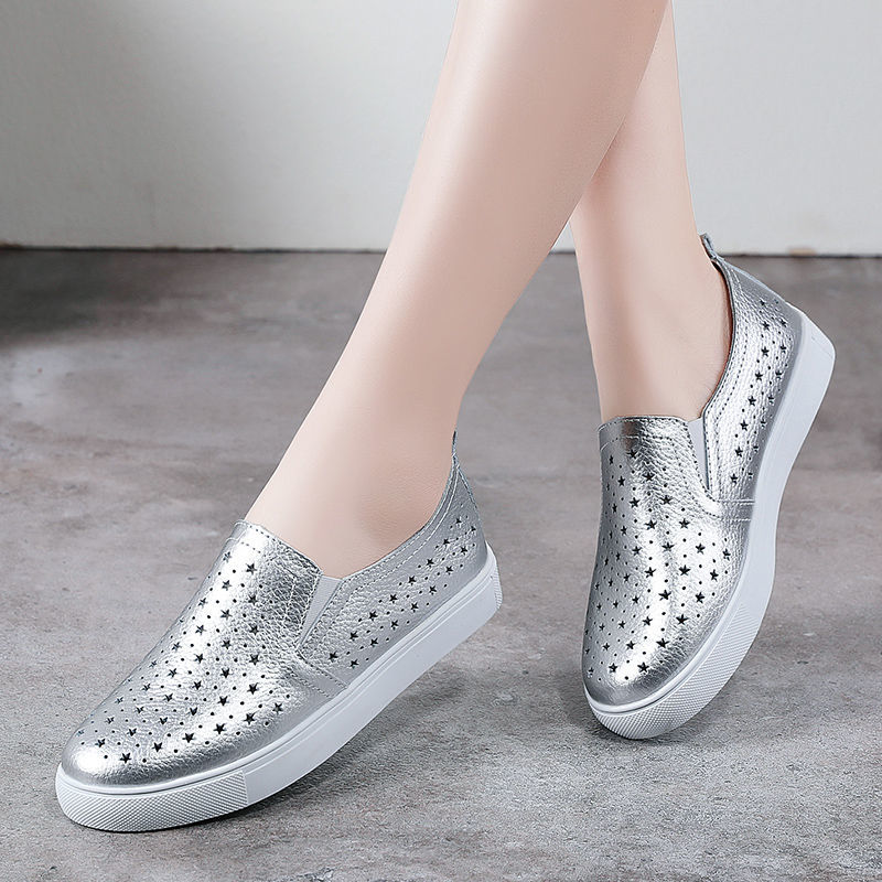 Mocassim branco oco prateado f - Women'S Shoes For Standing All Day avaliação e preço